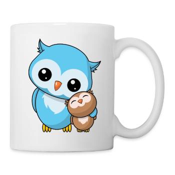 Eulen Geschwister - Niedliche Eule Geschenk Kawaii - Tasse - Weiß - Rechts