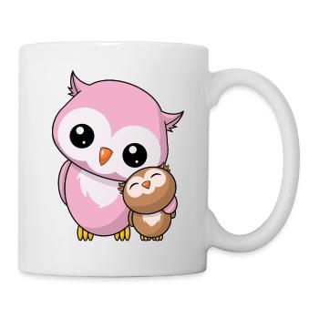 Eulen Geschwister - Niedliche Eule Geschenk Kawaii - Tasse - Weiß - Rechts