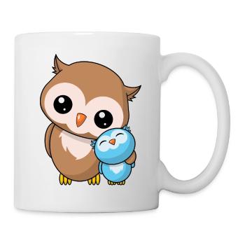 Eulen Geschwister - Niedliche Eule Geschenk Kawaii - Tasse - Weiß - Rechts