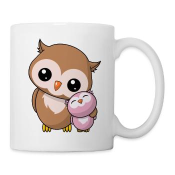 Eulen Geschwister - Niedliche Eule Geschenk Kawaii - Tasse - Weiß - Rechts