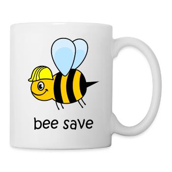 bee save, bee with helmet, funny bee, bee - Mug - white - Right