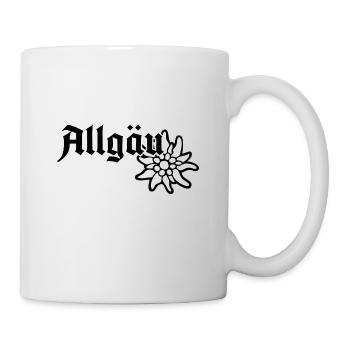 Allgäu Schriftzug mit Edelweiß - Allgäuer Design - Tasse - Weiß - Rechts