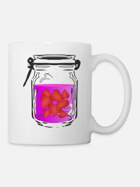 Bocal avec des coeurs - Mug blanc - blanc