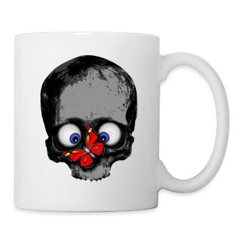 Totenkopf Schmetterling rot / Skull butterfly - Tasse - Weiß - Rechts