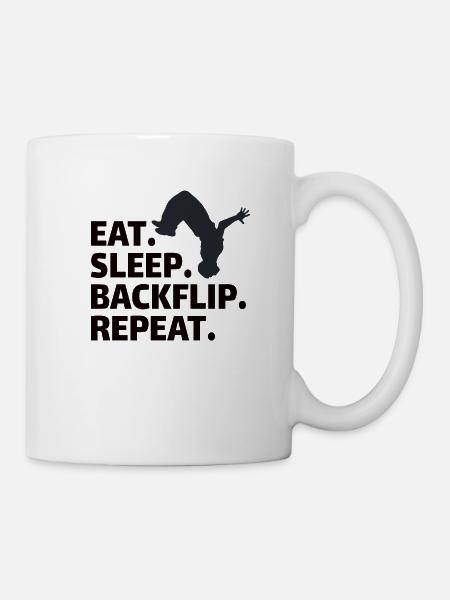 GYMNASTICS: eat,backflip,sleep,repeat - Tasse - Weiß