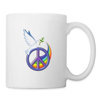 Peace dove peace sign peace rainbow - Mug - white - Right