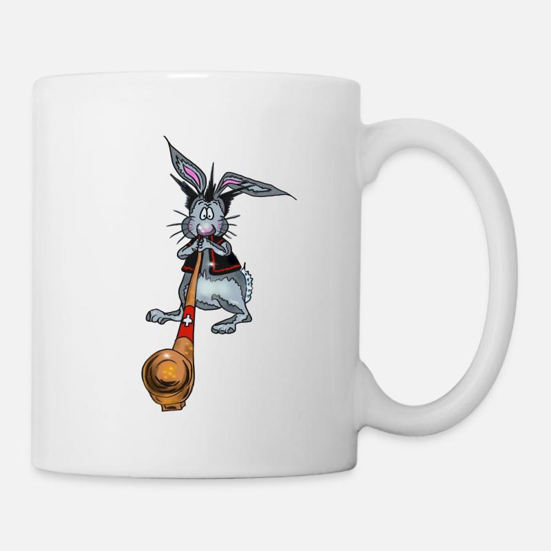 Franz der Hase spielt wunderbar Alphorn - Tasse - Weiß