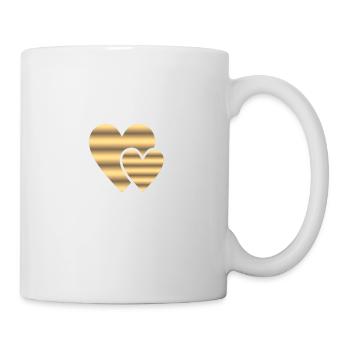 cadeau d'or double coeur - Mug blanc - blanc - Droite