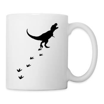 T-Rex Dinosaurier Spur Spuren Dino Tyrannosaurus - Tasse - Weiß - Rechts