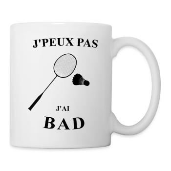 badminton humour j'peux pas j'ai bad - Mug blanc - blanc - Droite