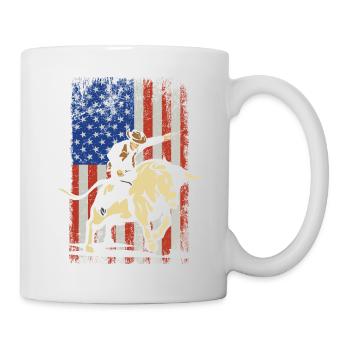 Rodeo Bull Rider Amerikanische Flagge Geschenk - Tasse - Weiß - Rechts