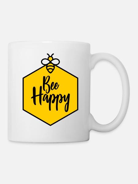 Bee Happy - Tasse - Weiß
