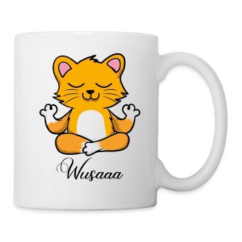 Auszeit Durchatmen Wusaaa Katze - Tasse - Weiß - Rechts