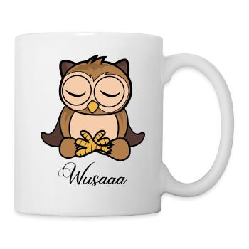 Auszeit Durchatmen Wusaaa Eule - Tasse - Weiß - Rechts