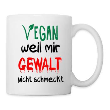 VEGAN - Weil mir Gewalt nicht schmeckt - veggie4m3 - Tasse - Weiß - Rechts
