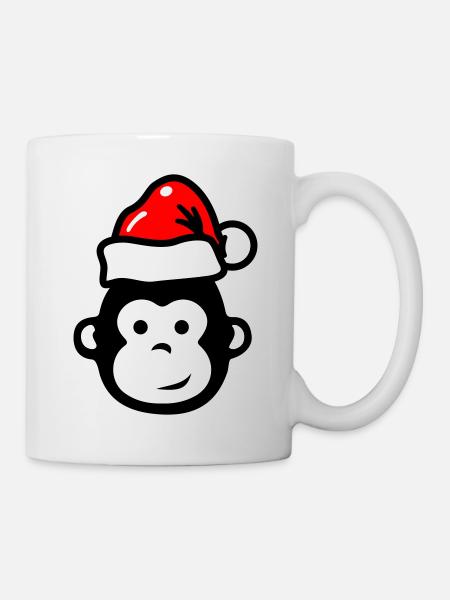 Affe Weihnachten Xmas Comic - Tasse - Weiß