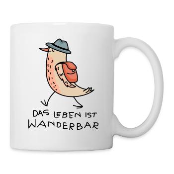 Vogel Wanderer lustig - Tasse - Weiß - Rechts