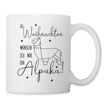 Zu Weihnachten wünsche ich mir ein Alpaka - Tasse - Weiß - Rechts