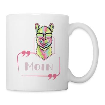Alpaka Moin bunt neon cool psychedelic text - Tasse - Weiß - Rechts