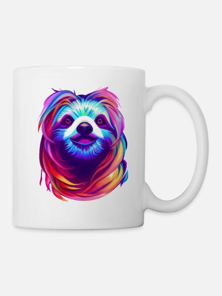 Faultier Bunt - Tasse - Weiß