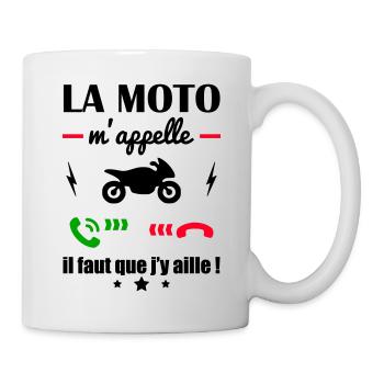La moto m'appelle, fête des pères,cadeau, motard - Mug blanc - blanc - Droite