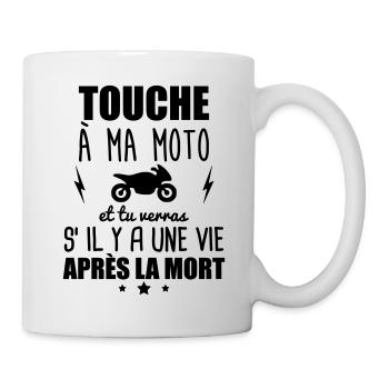 Touche à ma moto,cadeau fête des pères, motard - Mug blanc - blanc - Droite