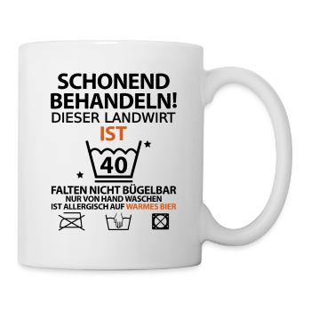 40 Geburtstag Landwirt Traktorfahrer Witzig Lustig - Tasse - Weiß - Rechts