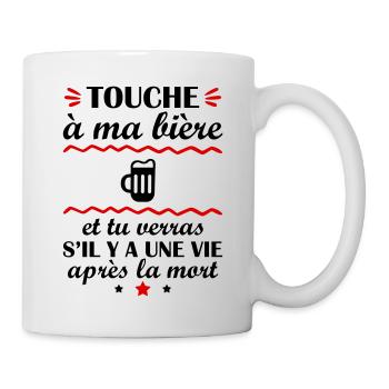 Touche à ma bière, idée cadeau fête des pères - Mug blanc - blanc - Droite
