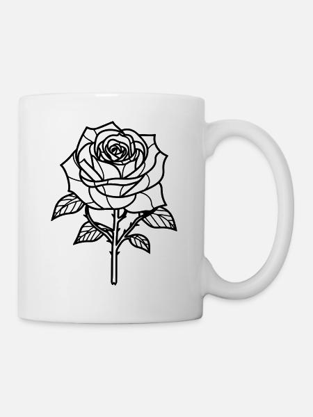 Rose Blume Dornen - Tasse - Weiß