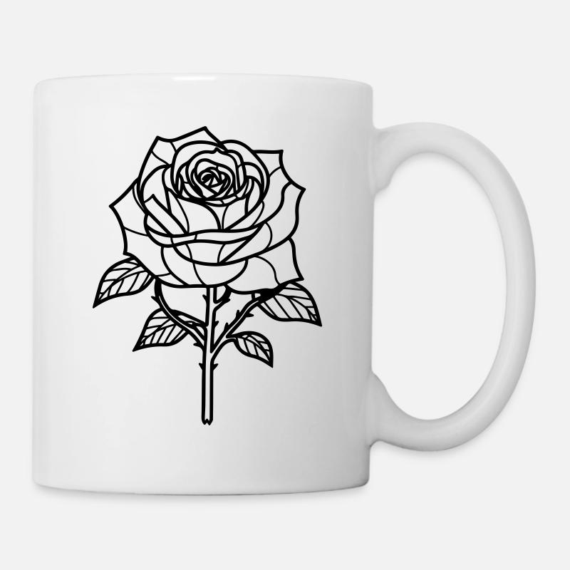 Rose Blume Dornen - Tasse - Weiß