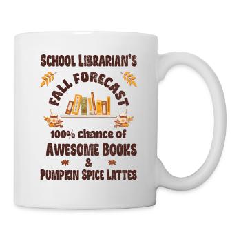 Bibliothécaire scolaire, livres et lattes aux épices à la citrouille - Mug blanc - blanc - Droite