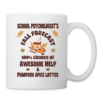 School psychologist, help & Pumpkin spice lattes - Tasse - Weiß - Rechts