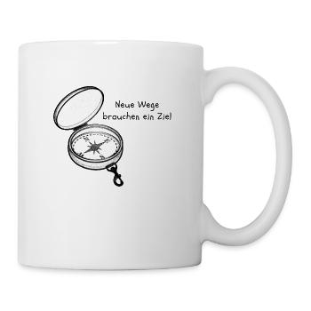 Kompass mit Himmelsrichtung und weisem Zitat - Tasse - Weiß - Rechts