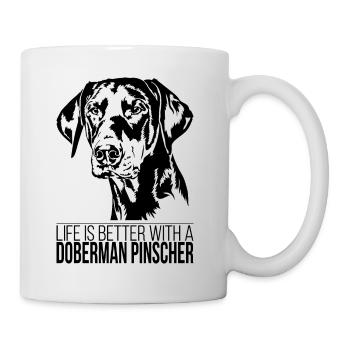 Doberman Pinscher la vie est meilleure Chiens Wilsigns - Mug blanc - blanc - Droite
