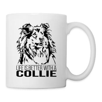 Langhaar Collie life is better Hunde Wilsigns - Tasse - Weiß - Rechts