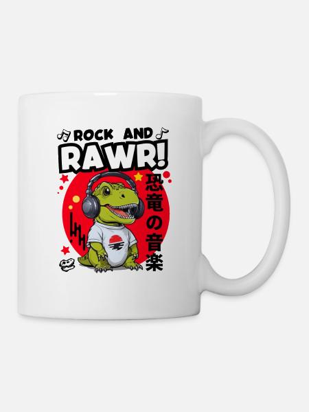 Japanese Dinosaur Music Design - Mug - white