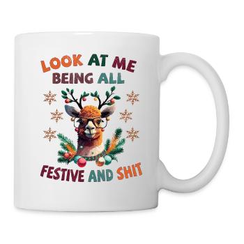 Look at me being all festive and shit - Lama - Tasse - Weiß - Rechts