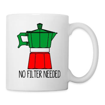 No filter needed - kein Filterkaffee - Mokkakanne - Tasse - Weiß - Rechts