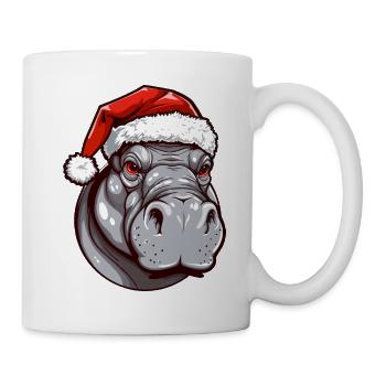 Nilpferd Kopf Weihnachten Portät - Tasse - Weiß - Rechts