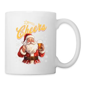 Weihnachtsmann Bier Glühwein Schnaps Alkohol Prost - Tasse - Weiß - Rechts
