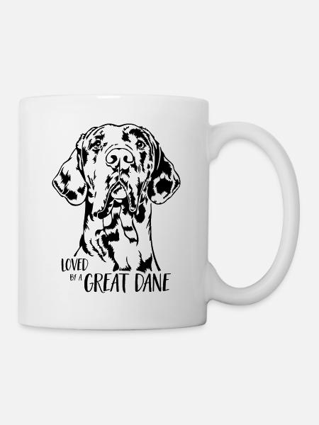 Loved by a Great Dane Dog Saying Dog Wilsigns - Mug - white