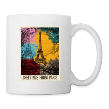 Paris Tour Eiffel France Skyline timbre-poste - Mug blanc - blanc - Droite
