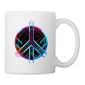 Peace Zeichen Frieden Bunt Neon Gegen Krieg Liebe - Tasse - Weiß - Rechts