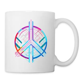 Peace Zeichen Frieden Bunt Neon Gegen Krieg Liebe - Tasse - Weiß - Rechts