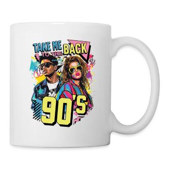90s 90er Jahre Musik Bunt Party Karneval Kostüm - Tasse - Weiß - Rechts