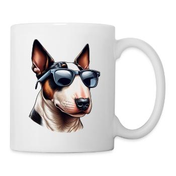 Pitbull Terrier mignon portant des lunettes de soleil - Mug blanc - blanc - Droite