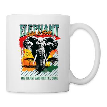 Éléphant Afrique Safari Nature nature sauvage aquarelle Art - Mug blanc - blanc - Droite