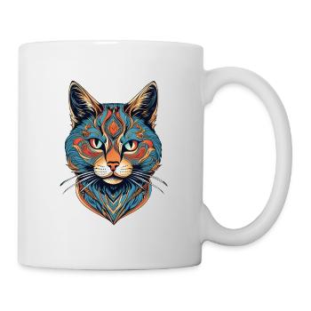 Portrait graphique d'un chat - Mug blanc - blanc - Droite