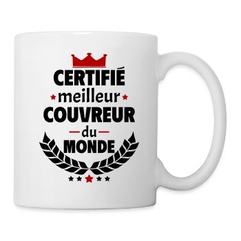Certifié meilleur couvreur du monde, cadeau noël - Mug blanc - blanc - Droite