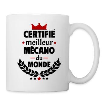 Certifié meilleur mécano du monde, cadeau noël - Mug blanc - blanc - Droite
